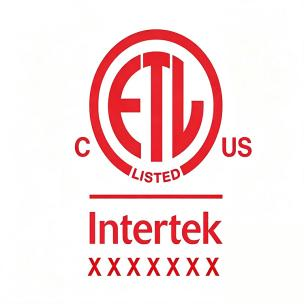ETL Listed by Intertek, US safety certification for electrical products