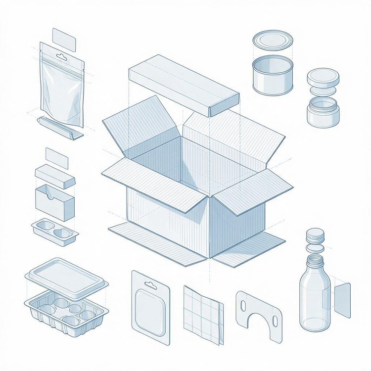 Product packaging illustration for EU packaging compliance regulations