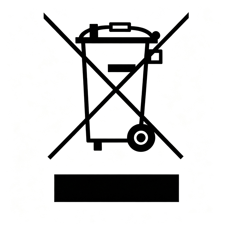 WEEE directive symbol, crossed-out wheeled bin mark for EU electronic waste compliance