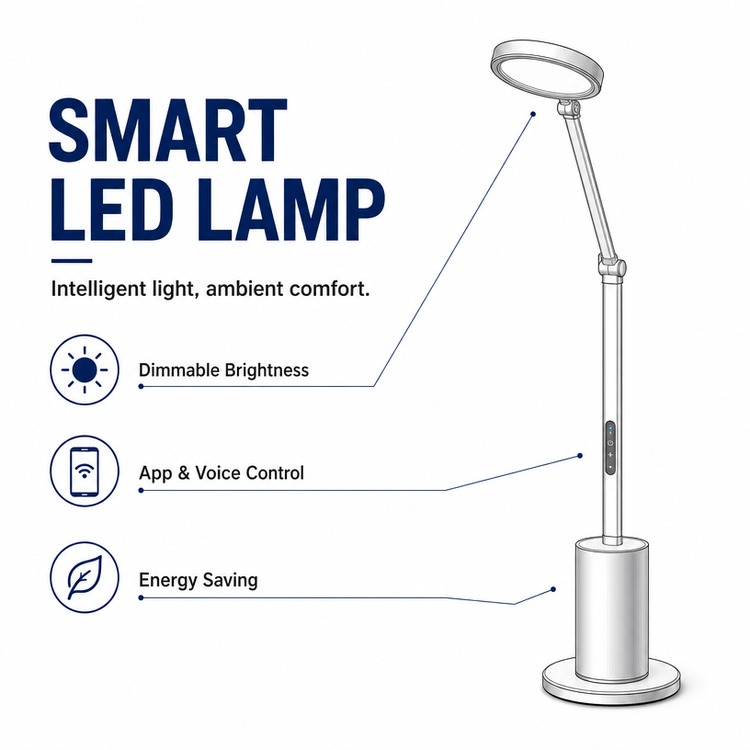 KC Certified Smart LED Lamp for South Korea Market - Dimmable Brightness, App & Voice Control, Energy Saving